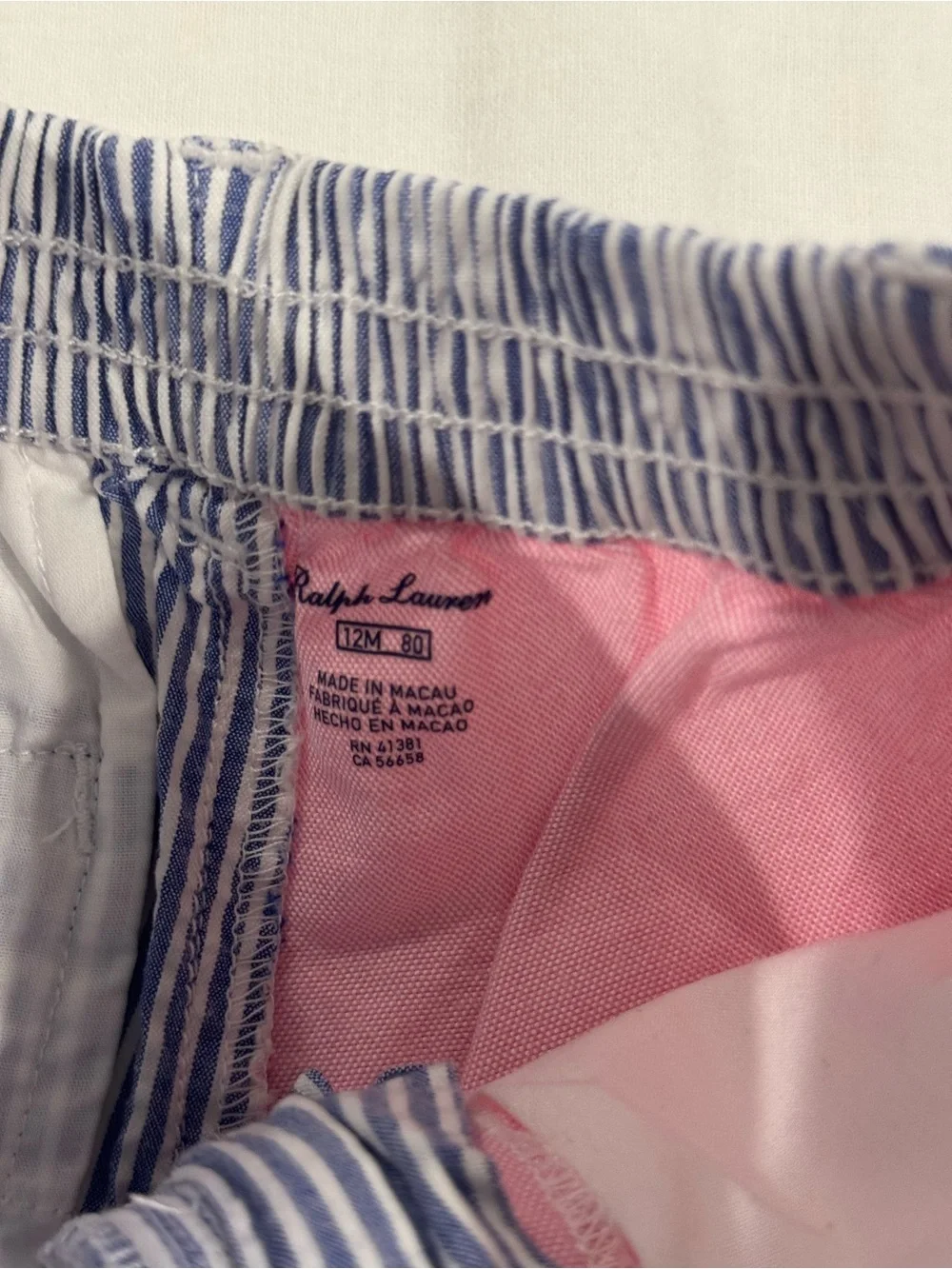 Ralph Lauren Pink and Blue Striped Jean Shorts